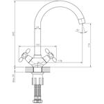 DR53028 Смеситель Decoroom двуручный для кухни с поворотным изливом, хром