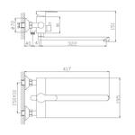 VF.22801 Смеситель для ванны, длинный излив, нерж. сталь VALFEX Andromeda (10)